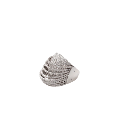 Shop Mattia Cielo Pavone Collections Small Ring With Diamonds In Whtgold