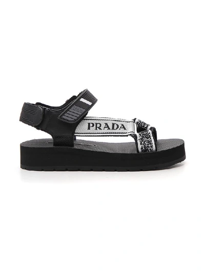 Shop Prada Logo Detail Sandals In Multi
