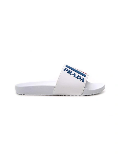 Shop Prada Logo Print Slides In Multi