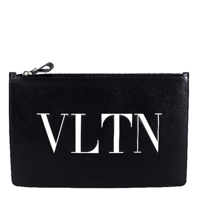 Shop Valentino Vltn Logo Clutch Bag In Black