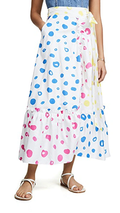 Shop Mira Mikati Contrast Polka-dot Skirt In Multi
