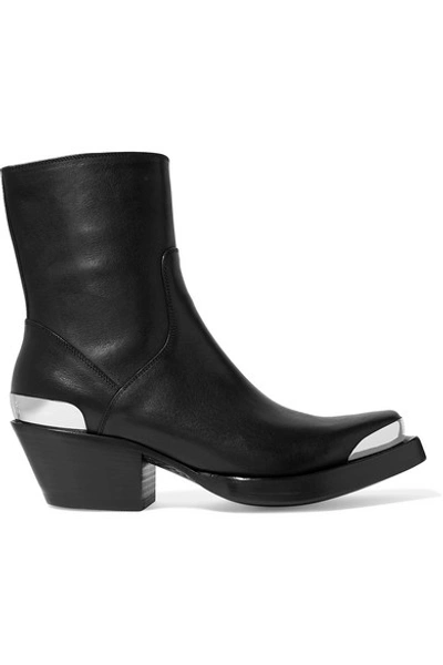 Shop Vetements Embellished Leather Ankle Boots In Black