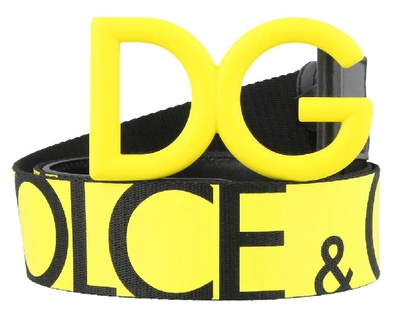 Shop Dolce & Gabbana Logo Belt In Yellow