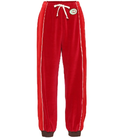 Shop Gucci Chenille Trackpants In Red