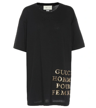 Shop Gucci Sequined Cotton Jersey T-shirt In Black