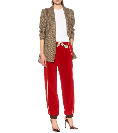 Shop Gucci Chenille Trackpants In Red