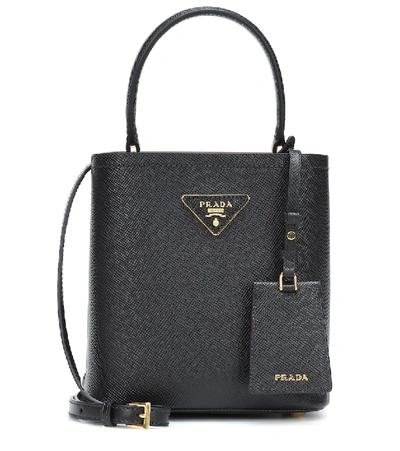 Shop Prada Panier Small Leather Shoulder Bag In Black