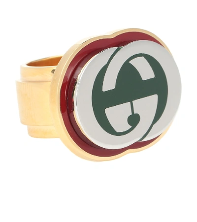 Shop Gucci Gg Enameled Ring In Gold