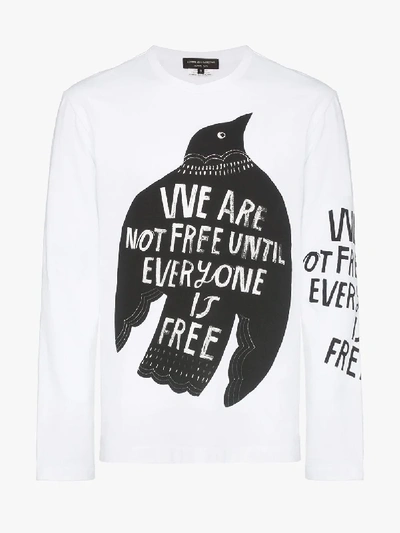 Shop Comme Des Garçons Homme Deux Comme Des Garçons Homme Plus 'we Are Not Free' Langarmshirt In White