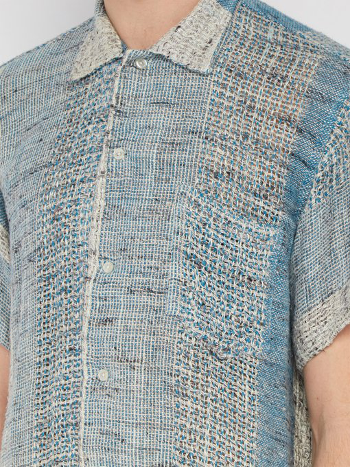 Bode Crochetknit Cotton Shirt In Blue ModeSens