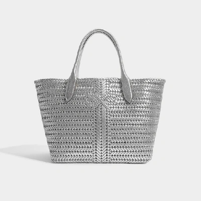 Shop Anya Hindmarch The Neeson Tote In Silver Crinkled Metallic Calfskin