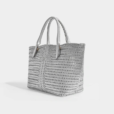 Shop Anya Hindmarch The Neeson Tote In Silver Crinkled Metallic Calfskin