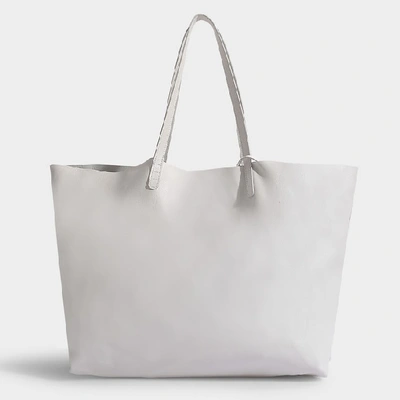 Shop Mansur Gavriel | Oversized Tote Bag In Black Lambskin In White