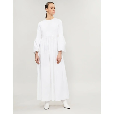 Shop The Row Sora Flared-sleeve Stretch-cotton Dress In White