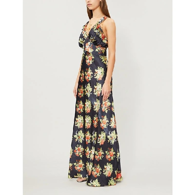 Shop Paco Rabanne Floral-pattern Woven Maxi Dress In Black Rose