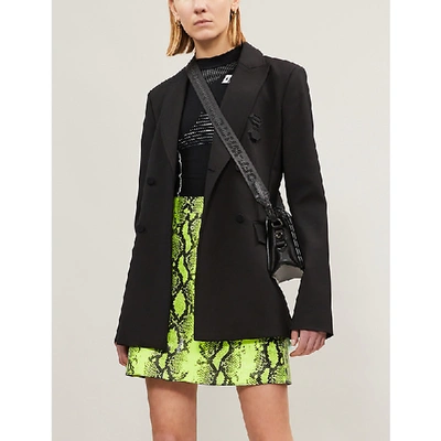 Shop Off-white High-waist Python-print Leather Mini Skirt In Fluo Yellow