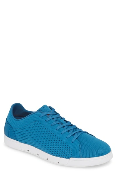Shop Swims Breeze Tennis Washable Knit Sneaker In Seaport Blue/ White Fabric