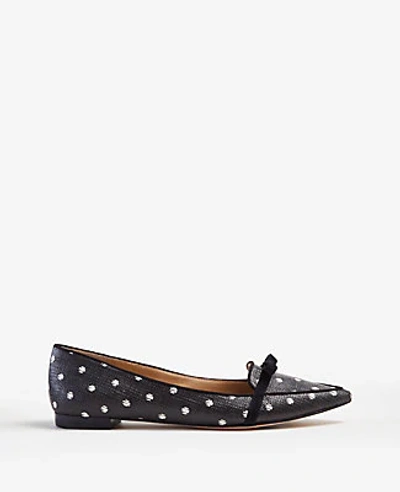 Shop Ann Taylor Althea Polka Dot Bow Flats In Black