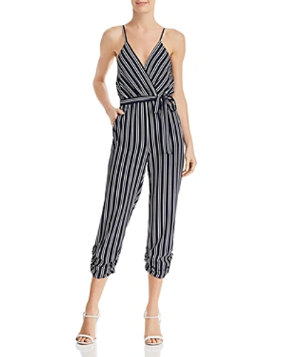 Shop Aqua Striped Crossover Jumpsuit - 100% Exclusive In Navy/white