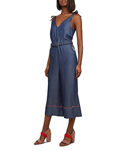 Shop Ted Baker Colour By Numbers Pilco Chambray Jumpsuit In Mid Wash