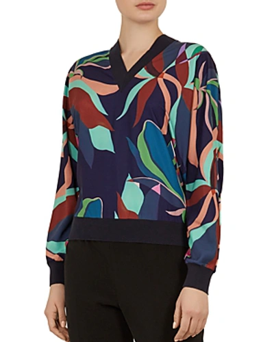 Shop Ted Baker Byssie Supernatural-print Sweater In Navy