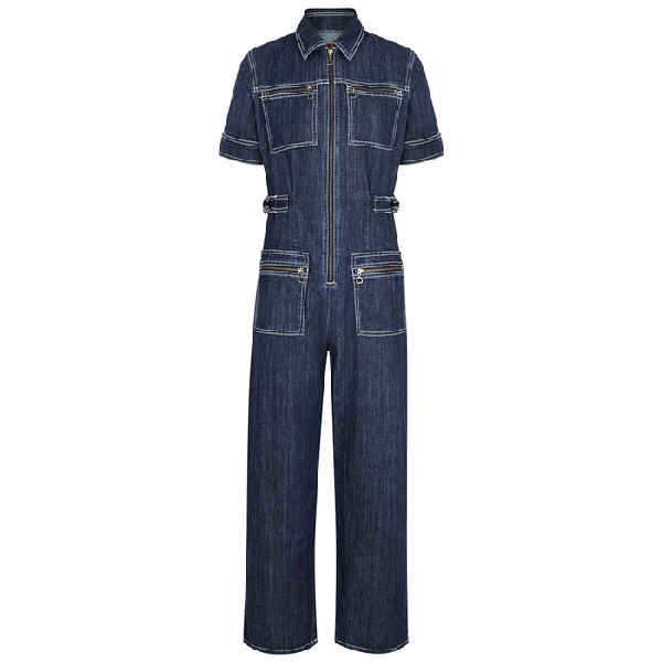 Alexa Chung Dumbo Indigo Stretch-denim Jumpsuit In Stone | ModeSens