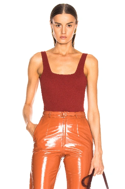 Shop Zeynep Arcay Square Neck Knit Bodysuit In Brick