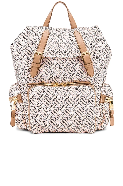 Shop Burberry Monogram Backpack In Nude In Blush