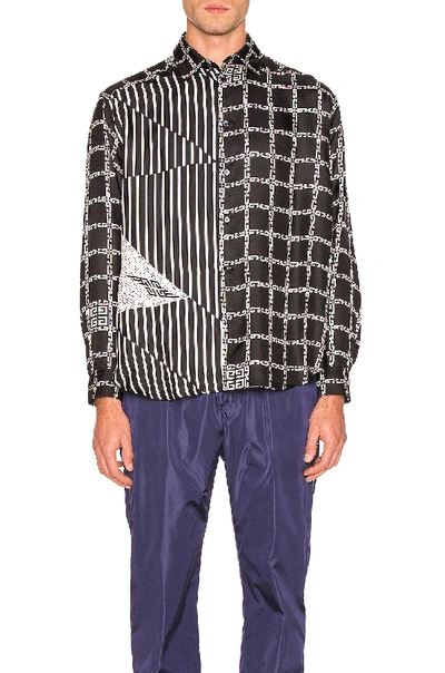 Shop Givenchy Chains & 4g Stripe Print Shirt In Black & White