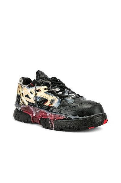Shop Maison Margiela Fusion Low Top In Black & Gold & Red