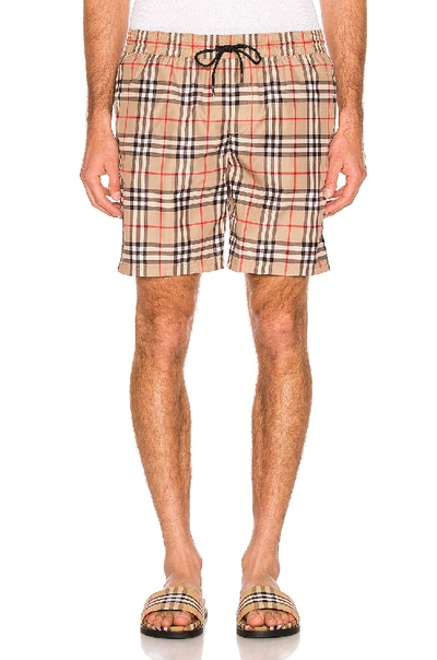 Shop Burberry Swim Short In Archive Beige Check