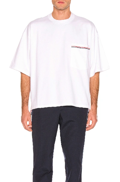 Shop Thom Browne Oversized Pocket Tee In White
