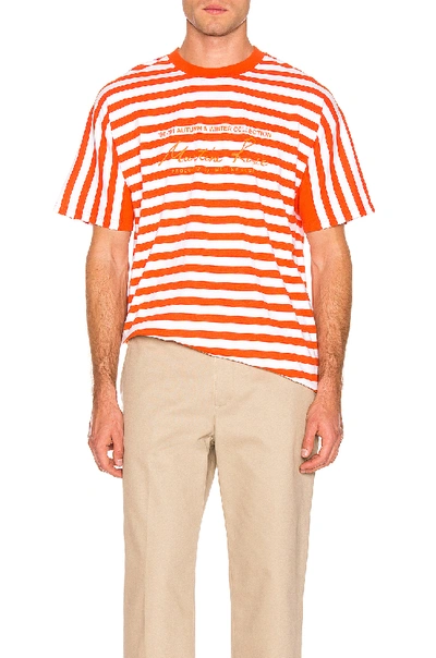 Shop Martine Rose Oversized Stripe Tee In Orange,stripes In Orange & White