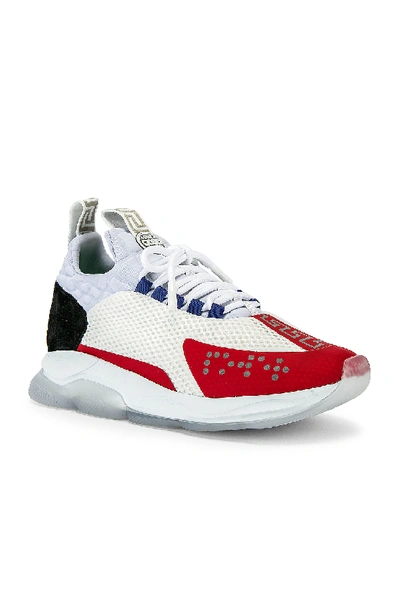 Shop Versace Sport Sneakers In Gray,red,white