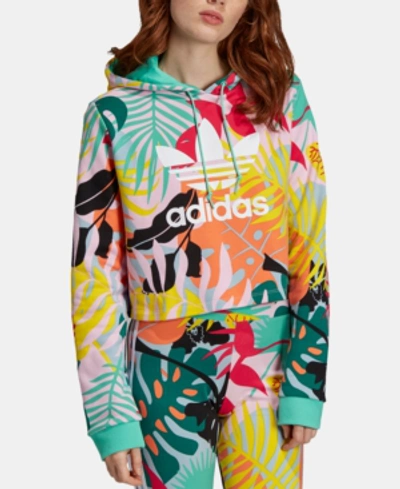 Adidas Originals Women's Originals Tropicalage Crop Hoodie, Green In Print  | ModeSens