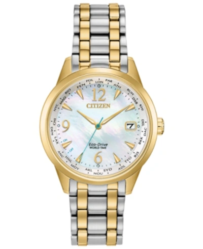 Shop Citizen Eco-drive Women's World Time (non A-t) Two-tone Stainless Steel Bracelet Watch 36mm