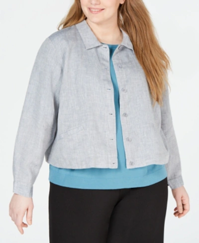 Shop Eileen Fisher Plus Size Organic Jacket In Chambray