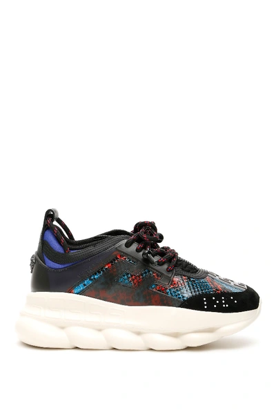Shop Versace Chain Reaction Sneakers In Rosso Blu Nero (blue)