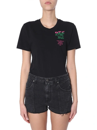 Shop Off-white Island Flocked-print T-shirt In Nero