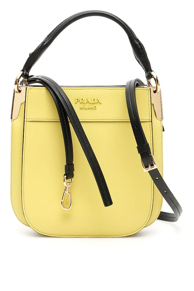 Shop Prada Small Margit Bag In Cedro Nero (yellow)