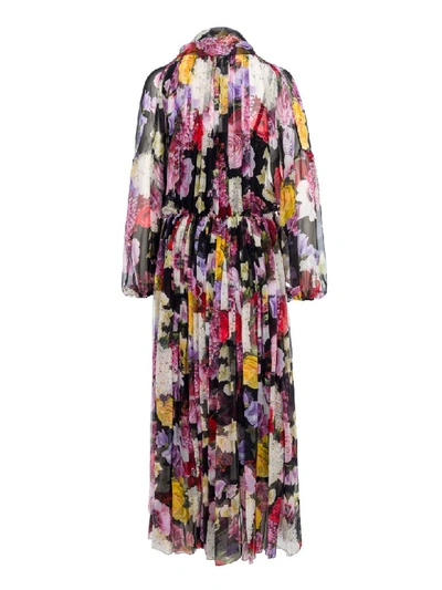 Shop Dolce & Gabbana Floral Print Dress In Black + Floral Print