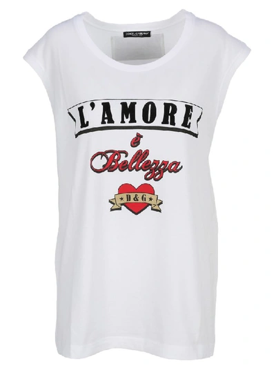 Shop Dolce & Gabbana Lamore È Bellezza Print T-shirt In White