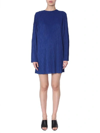 Shop Givenchy Pleated Dress In Blu