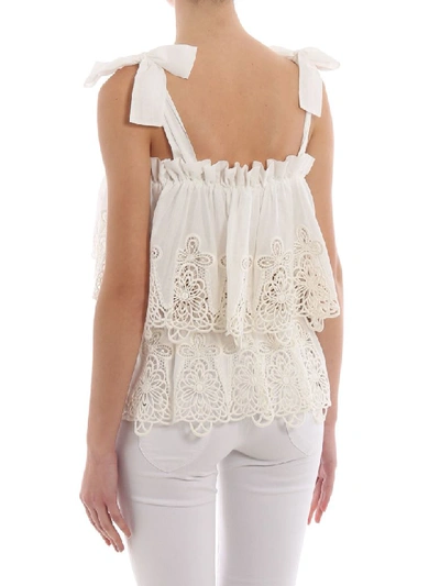 Shop Dolce & Gabbana Embroidered Top In Bianco Naturale