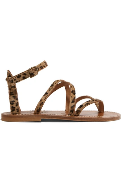 Shop Kjacques Epicure Leopard-print Calf Hair Sandals In Leopard Print