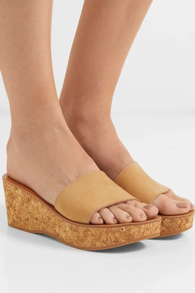 Shop Kjacques Kirielle Nubuck Wedge Sandals In Beige
