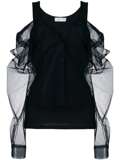 Shop Act N°1 Sheer Gathered Blouse - Black