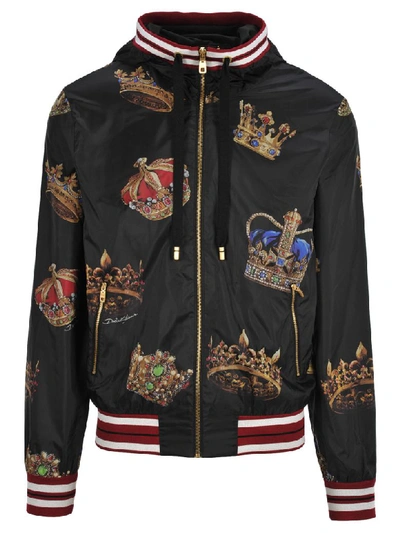 Shop Dolce & Gabbana Crowns Bomber Jacket In Black