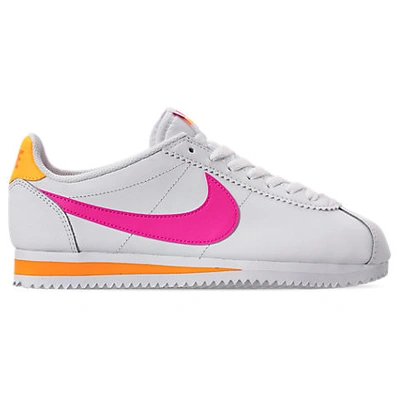 Shop Nike Women's Classic Cortez Leather Casual Shoes In White Size 7.5