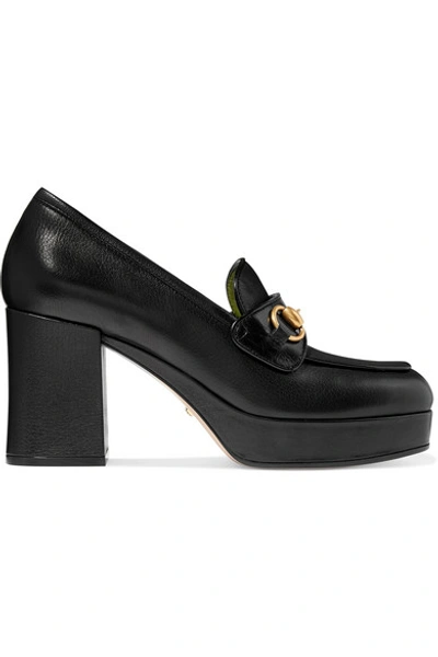 Shop Gucci Horsebit-detailed Leather Platform Loafers In Black
